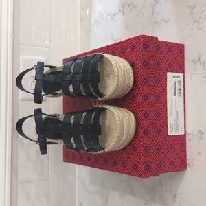 NWT Tory Burch Fisherman Espadrilles black size 11